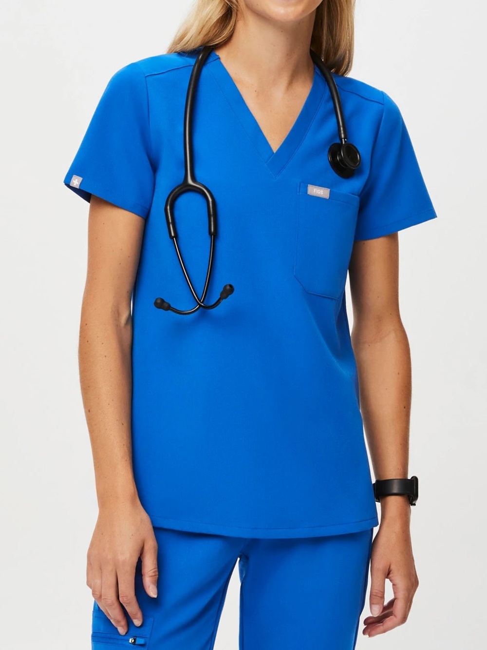 FIGS Women’s Size Medium Royal Blue One-Pocket Catarina Scrub Top NWT
